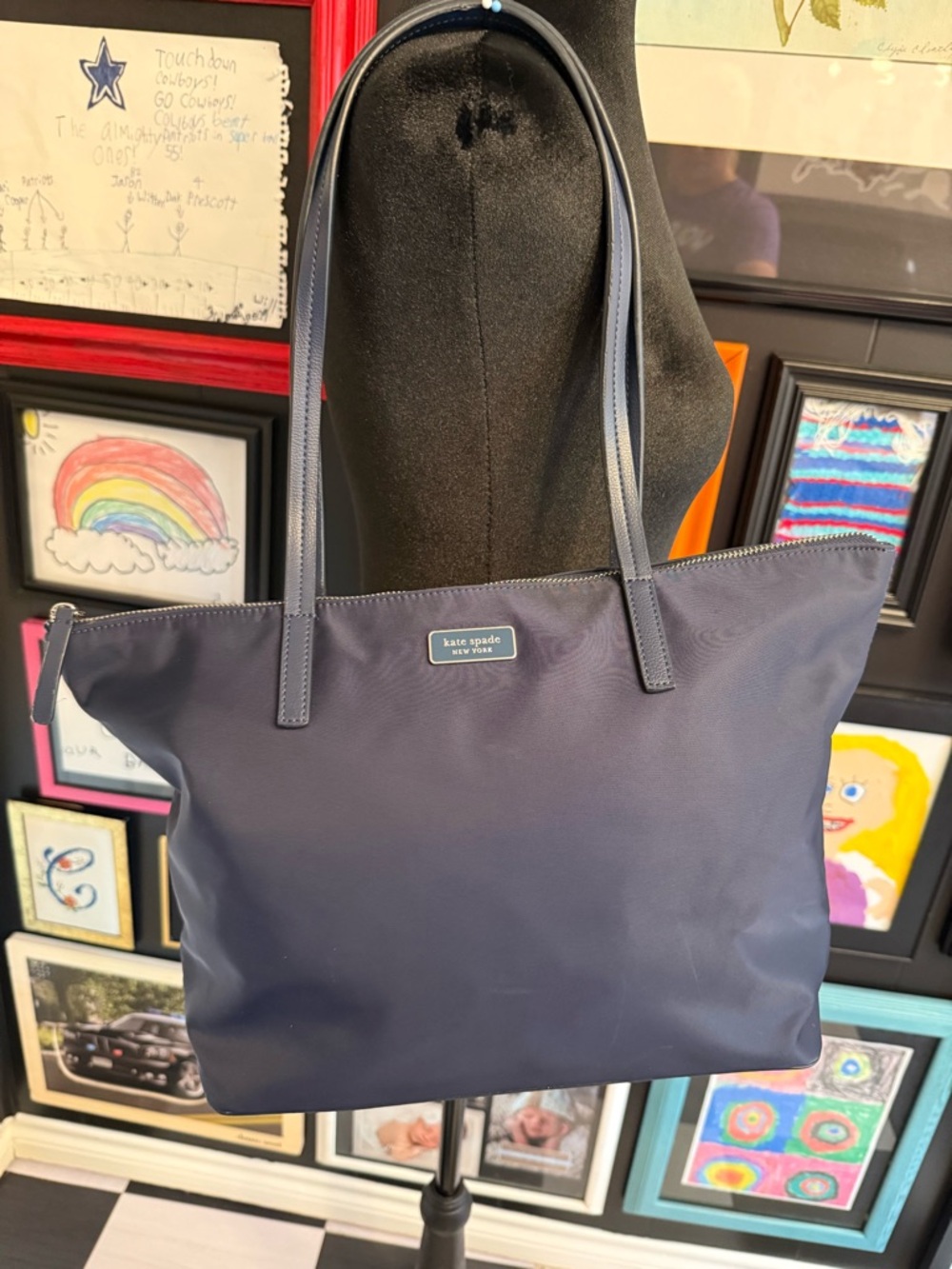Coach Navy Nylon Tote with Slim Shoulder Straps - Picture 2 of 3